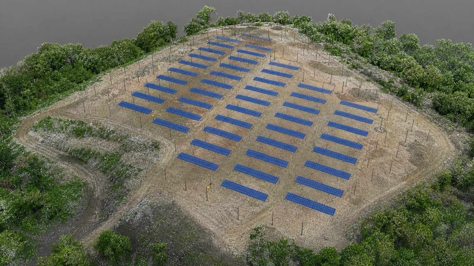 Modelo 3D de un parque solar generado por fotogrametría